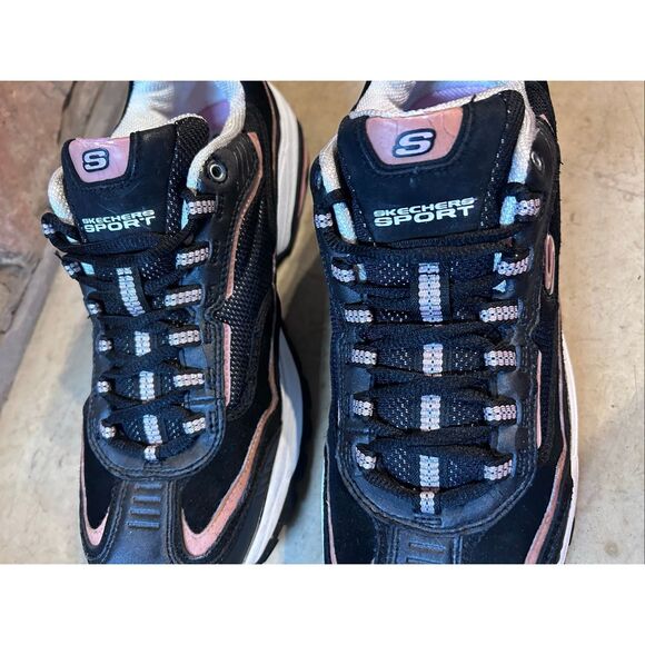 Skechers Sport Women's Size 10 Lace Up Sneakers Black & Pink #11065 - Picture 8 of 11